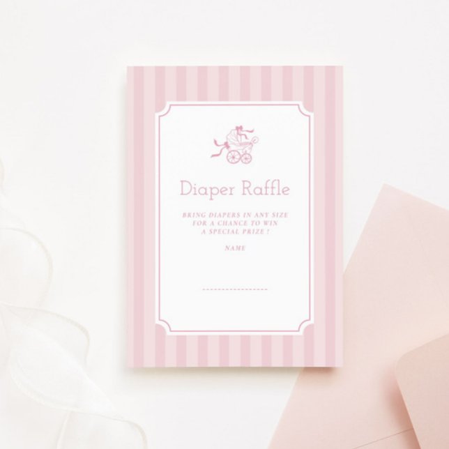 Cute Preppy Baby Stroller Diaper Raffle Thank You Card (Creator Uploaded)