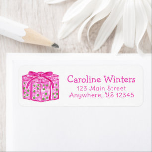 Cute Preppy Christmas Pink & Green Present Address