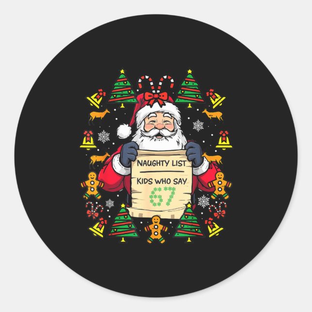 Cute Preppy Christmas,reindeer Brushstrokes Funny  Classic Round Sticker (Front)