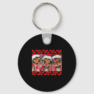 Cute Preppy Christmas,reindeer Brushstrokes Funny  Key Ring