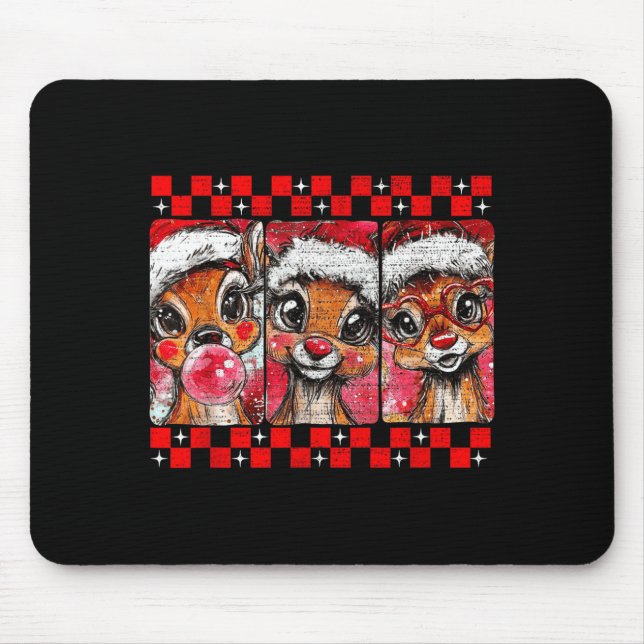 Cute Preppy Christmas,reindeer Brushstrokes Funny  Mouse Pad (Front)