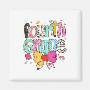 Cute Preppy Fourth Grade Teacher Leopard Coquette Magnet