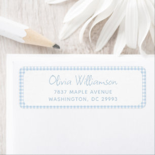 Cute Preppy Light Blue Gingham Return Address