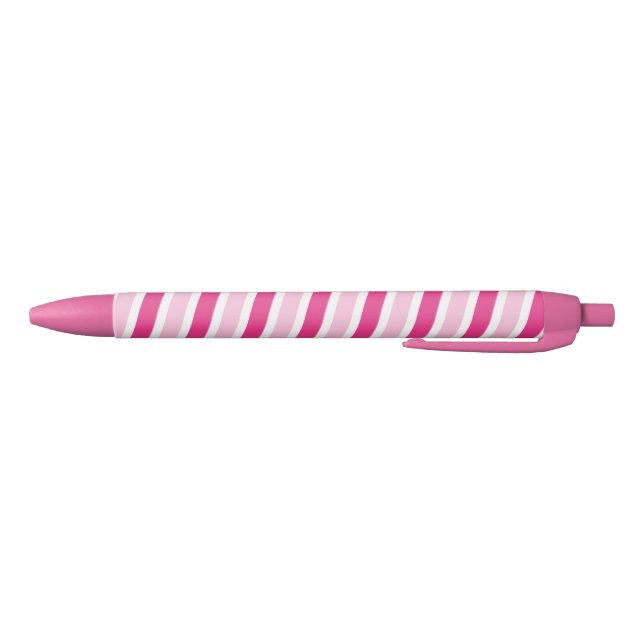 Cute Preppy Pink and White Stripes  Black Ink Pen (Bottom)