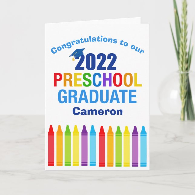 Cute Preschool Graduate Custom PreK Graduation Card (Front)