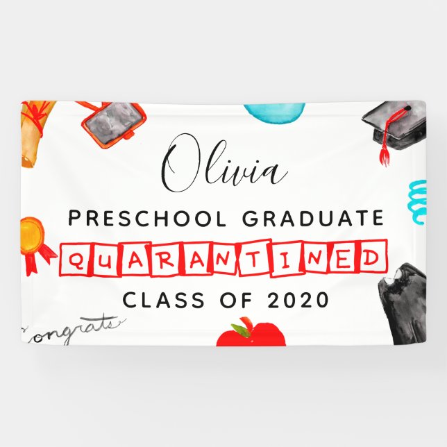 Cute Preschool Graduation Quarantine 2020 Banner (Horizontal)