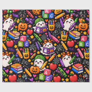 Cute Preschool Halloween Teacher Wrapping Paper