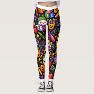Cute Preschool Halloween Teacher Wrapping Paper Leggings