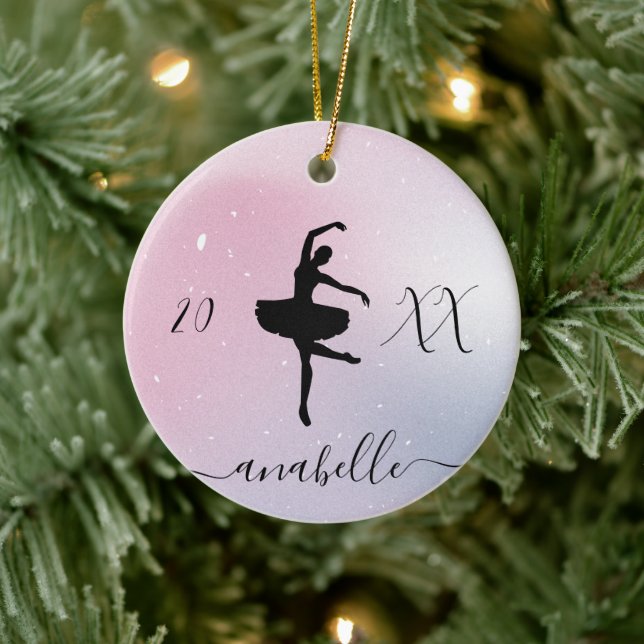 Cute &Pretty Ballet Dancer Ballerina Pink Gradient Ceramic Tree Decoration (Tree)