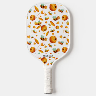 Cute Pretty Bee Personalise Pattern Pickleball Paddle