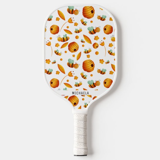 Cute Pretty Bee Personalise Pattern Pickleball Paddle (Front)