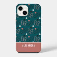 Cute Pretty Blue and Pink Butterfly Art Pattern