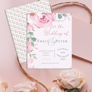 Cute Pretty Blush Pink Florals Wedding invitation