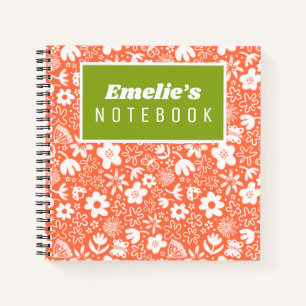 Cute pretty flowers and buzzing insects girls notebook