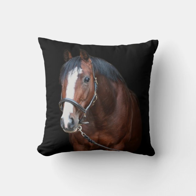 Cute pretty foal horse black background cushion (Front)