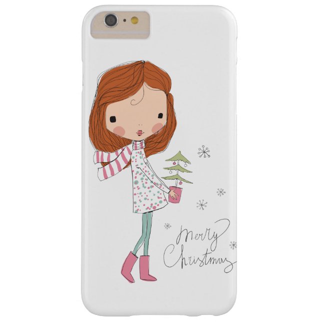 Cute Pretty Girl Merry Christmas White Xmas Case-Mate iPhone Case (Back)