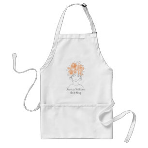 Cute pretty girl peach watercolor roses-Floral Standard Apron
