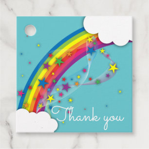 Cute Pretty Girly Rainbow Stars Sky and Clouds   Favour Tags