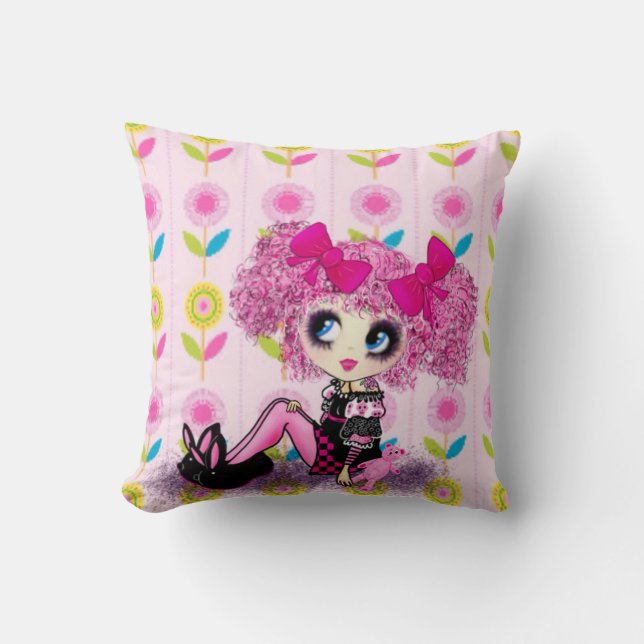 Cute Pretty GirlyKawaii PinkyP by LeahG Cushion (Front)