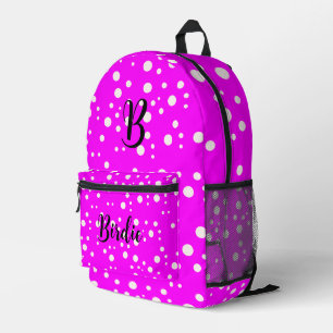 Cute Pretty Hot Pink (Initial Letter & Name) Printed Backpack