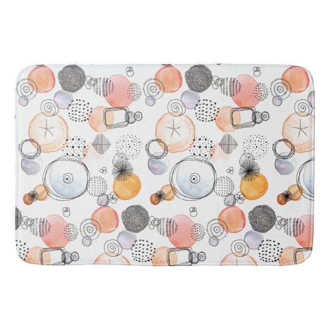 Cute Pretty Pattern Pink and Blue Abstract Bath Mat (Front)