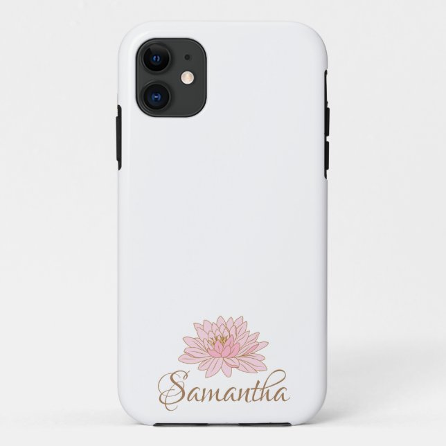 Cute Pretty Pink Floral Personalised Name  Case-Mate iPhone Case (Back)