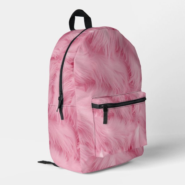 Cute Pretty Pink Girly Fur Pattern  Printed Backpack (Back Corner Left)