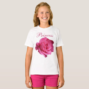 Cute pretty pink rose floral girly princess fun T-Shirt