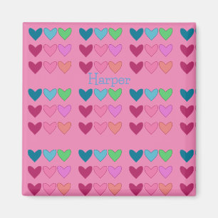 Cute Pretty Pink With Hearts Colourful Girls Magnet