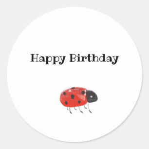 Cute Pretty Red Ladybug Customisable Classic Round Sticker