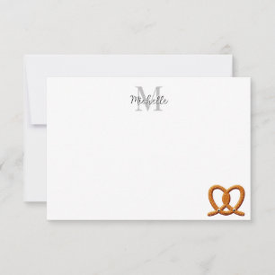 Cute Pretzel Drawing  Monogram Personalized Card