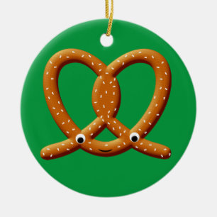 Cute Pretzel Drawing Prints Ceramic Tree Decoration