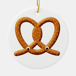 Cute Pretzel Drawing Prints Ceramic Tree Decoration