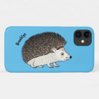 Cute prickly hedgehog cartoon illustration