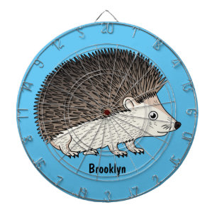 Cute prickly hedgehog cartoon illustration dartboard