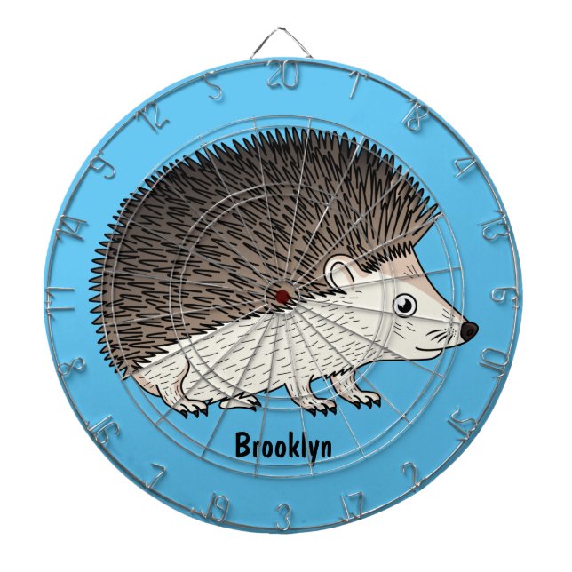 Cute prickly hedgehog cartoon illustration dartboard (Front)