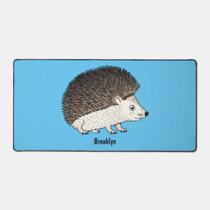 Cute prickly hedgehog cartoon illustration desk mat