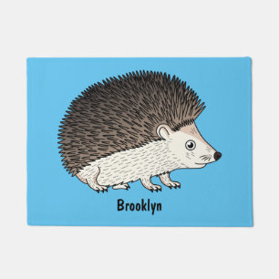 Cute prickly hedgehog cartoon illustration doormat