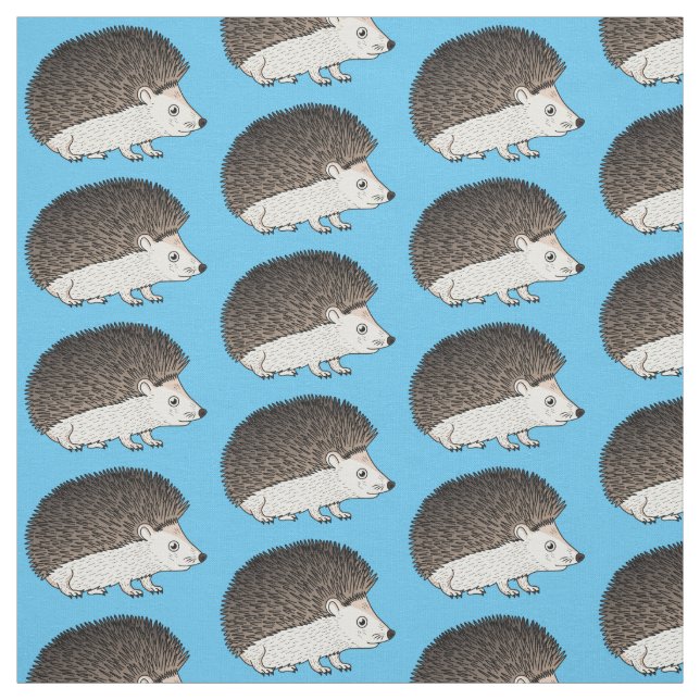 Cute prickly hedgehog cartoon illustration fabric (Swatch)