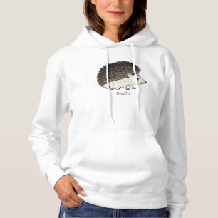 Cute prickly hedgehog cartoon illustration hoodie