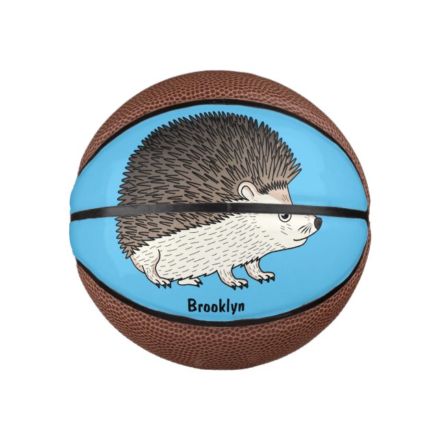 Cute prickly hedgehog cartoon illustration  mini basketball (Front)