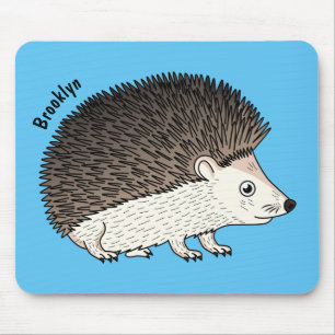 Cute prickly hedgehog cartoon illustration mouse pad