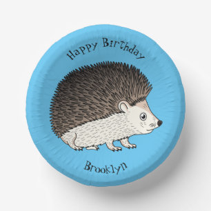 Cute prickly hedgehog cartoon illustration  paper plate
