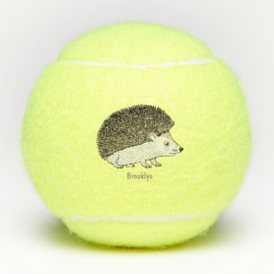 Cute prickly hedgehog cartoon illustration tennis balls