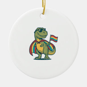 Cute Pride Dinosaur Vector Shirt Design_1 Ceramic Tree Decoration