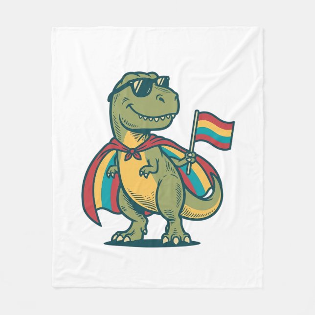 Cute Pride Dinosaur Vector Shirt Design_1 Fleece Blanket (Front)