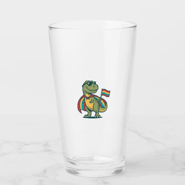 Cute Pride Dinosaur Vector Shirt Design_1 Glass (Front)