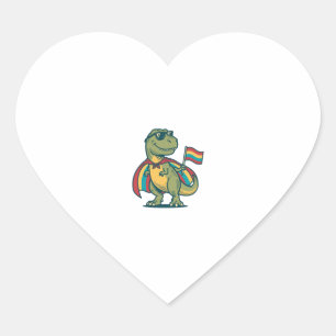Cute Pride Dinosaur Vector Shirt Design_1 Heart Sticker