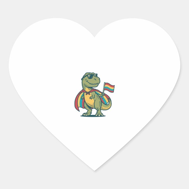 Cute Pride Dinosaur Vector Shirt Design_1 Heart Sticker (Front)