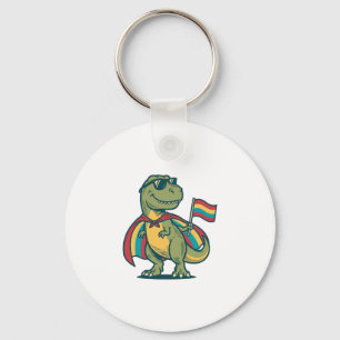Cute Pride Dinosaur Vector Shirt Design_1 Key Ring